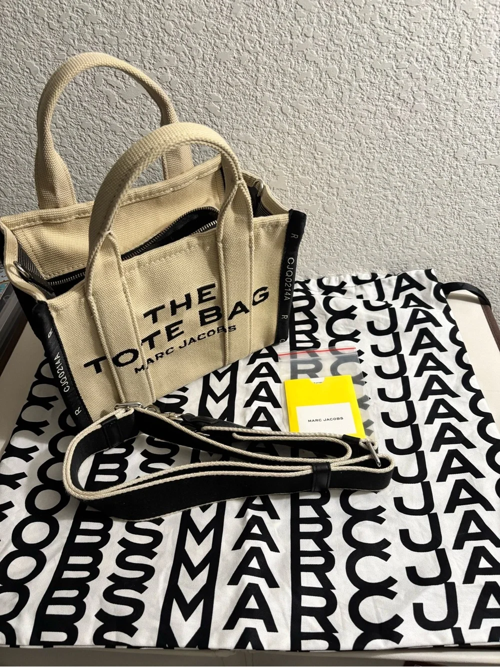 Marc Jacobs Natural and Black Canvas 'The Tote Bag' Small Tote